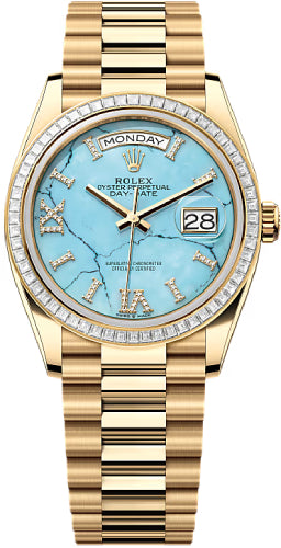Pre-owned Rolex Day-Date 36 36mm 36 mm — 128398TBR-Turq