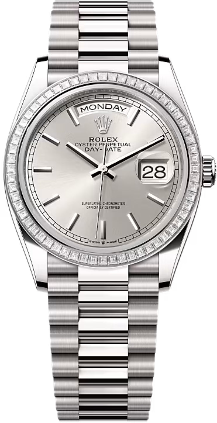 Pre-owned Rolex Day-Date 36 36mm 36 mm — 128399TBR-Silv