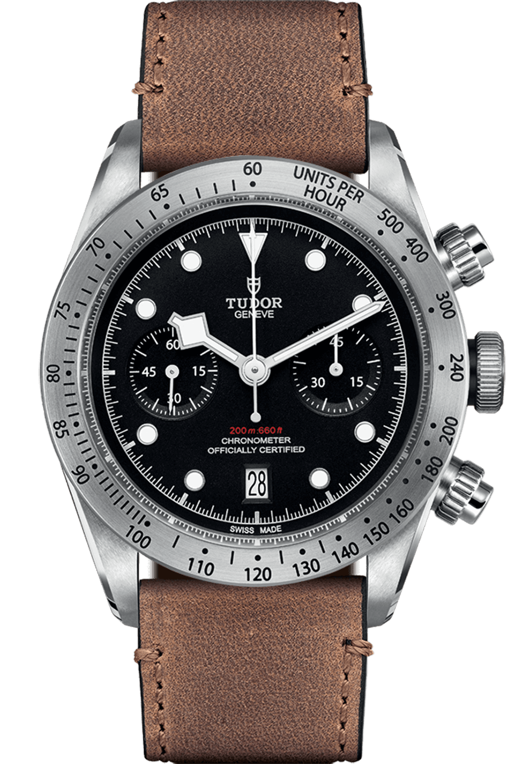 Tudor Black Bay Chrono 41mm Steel Black Dial Leather Strap M79350-0005