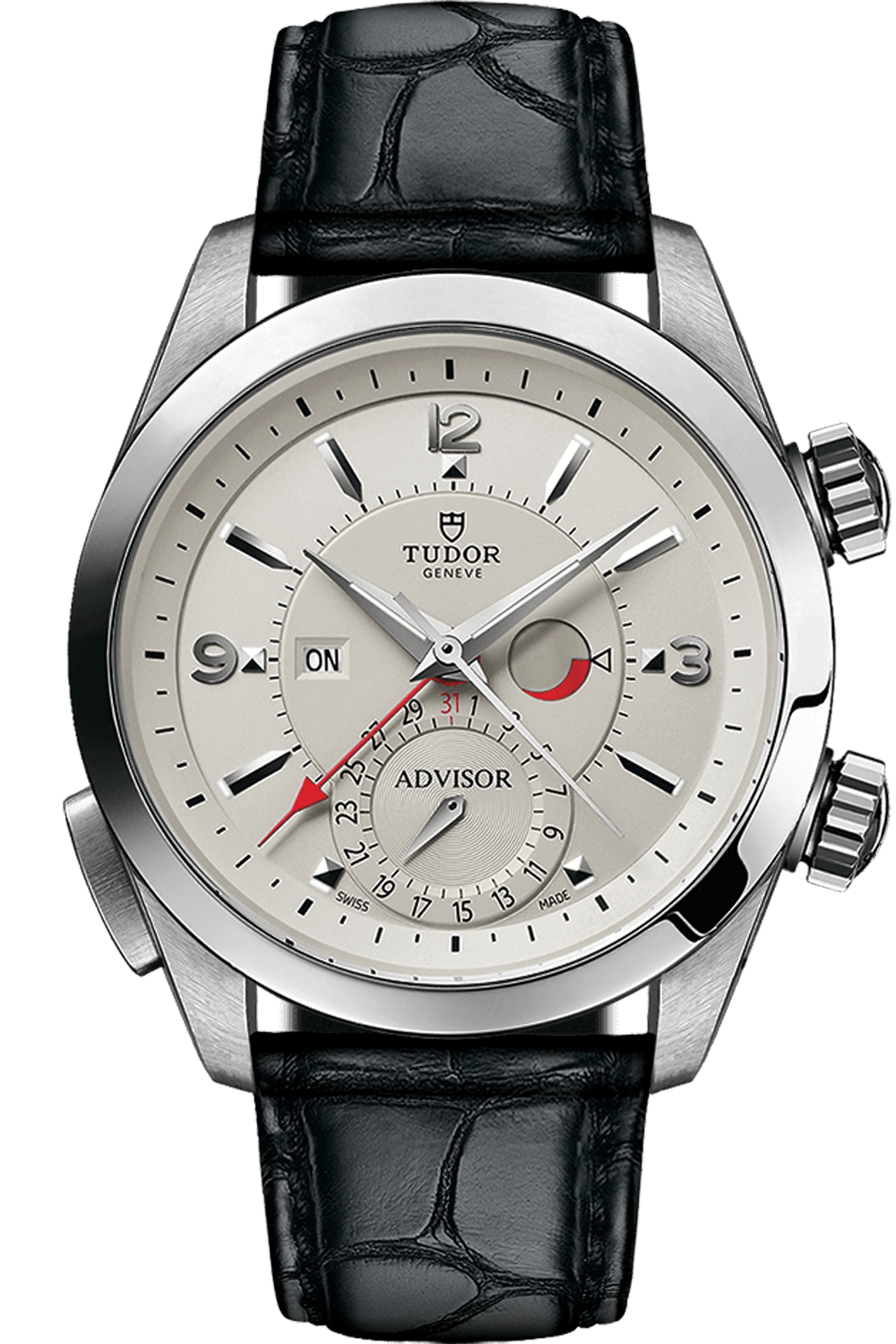 Tudor Heritage Advisor 42mm Steel Titanium Silver Dial Black Alligator Leather Strap M79620T-0011
