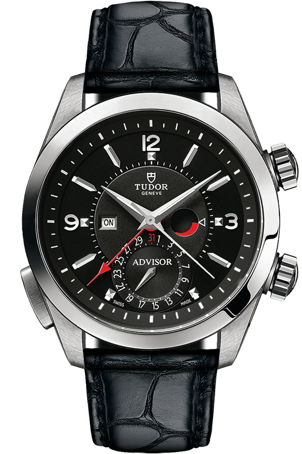 Tudor Heritage Advisor 42mm Steel Titanium Black Dial Black Alligator Leather Strap M79620TN-0006