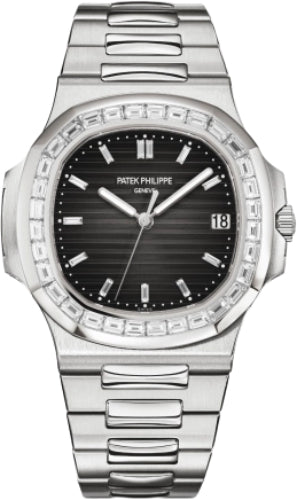Pre-owned Patek Philippe Nautilus Platinum Diamond 40 mm — 5711/110P-001