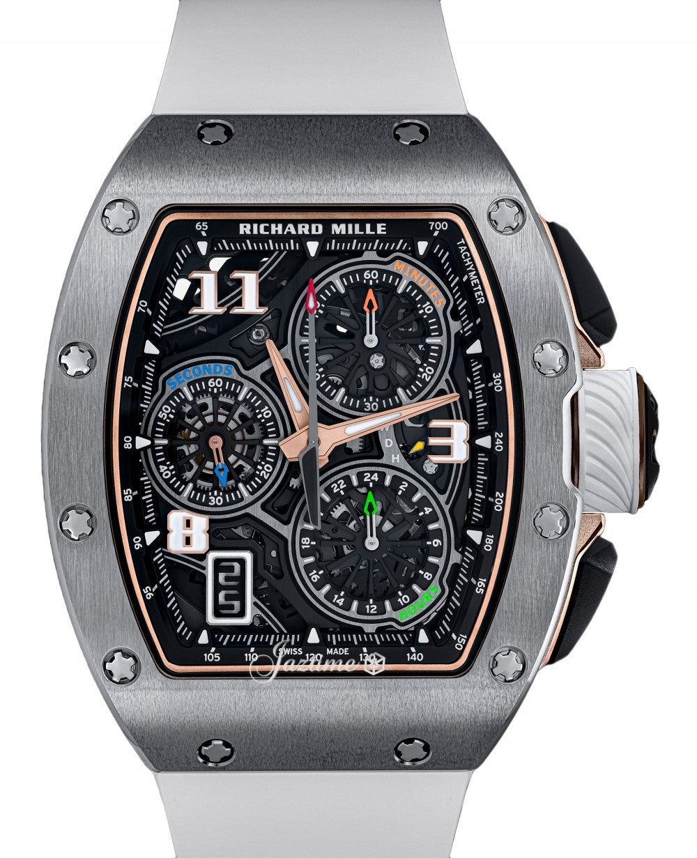 Richard Mille RM72-01 Titanium Rose Gold Skeleton Dial White Rubber Strap watch