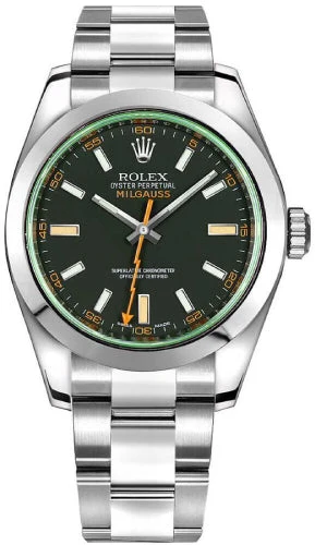 Rolex Milgauss 116400GV Black Dial Green Sapphire Stainless Steel Oyster Bracelet