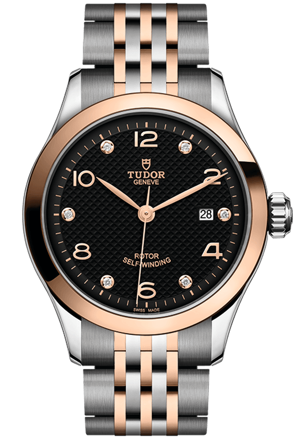 Tudor 1926 28mm Steel Rose Gold Black Diamond Dial M91351-0004