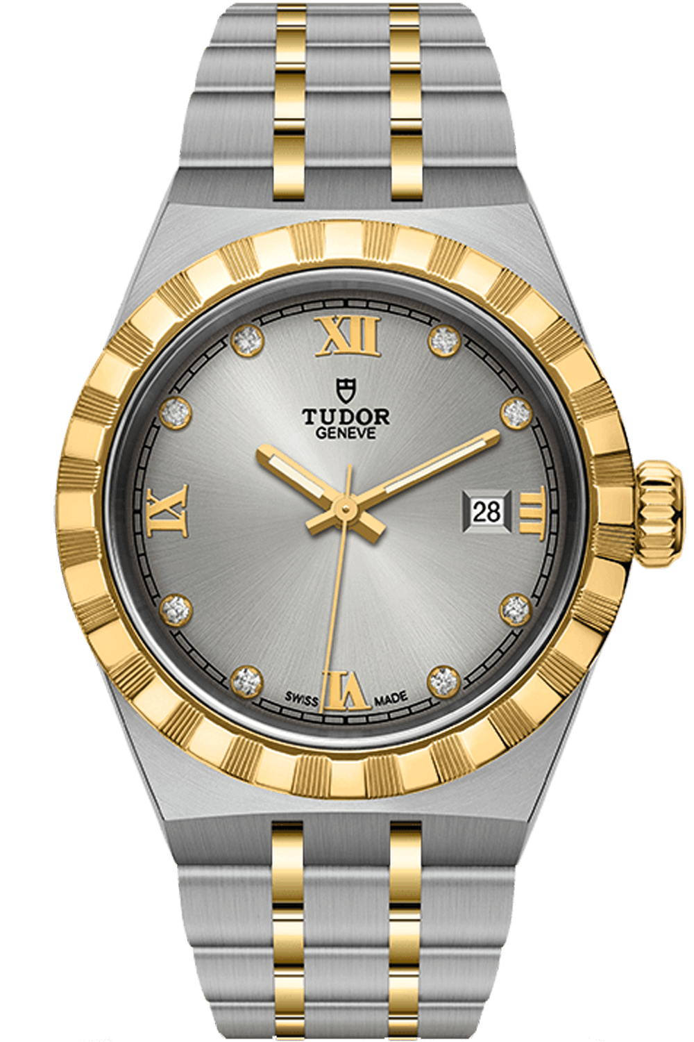 Tudor Royal 28mm Steel Yellow Gold Silver Diamond Dial M28303-0002