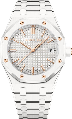 Pre-owned Audemars Piguet Royal Oak White 34 mm — 77350CB.OO.1266CB.01